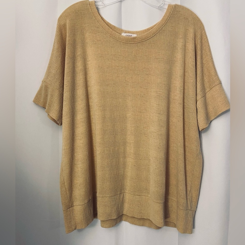Cherish Short Sleeve Scoop Neck Lightweight Sweater Size Large